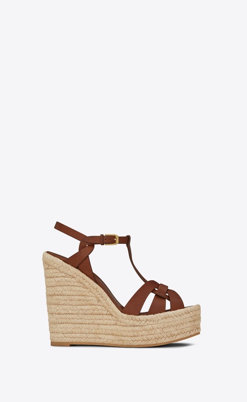 espadrille wedge sandal in leather